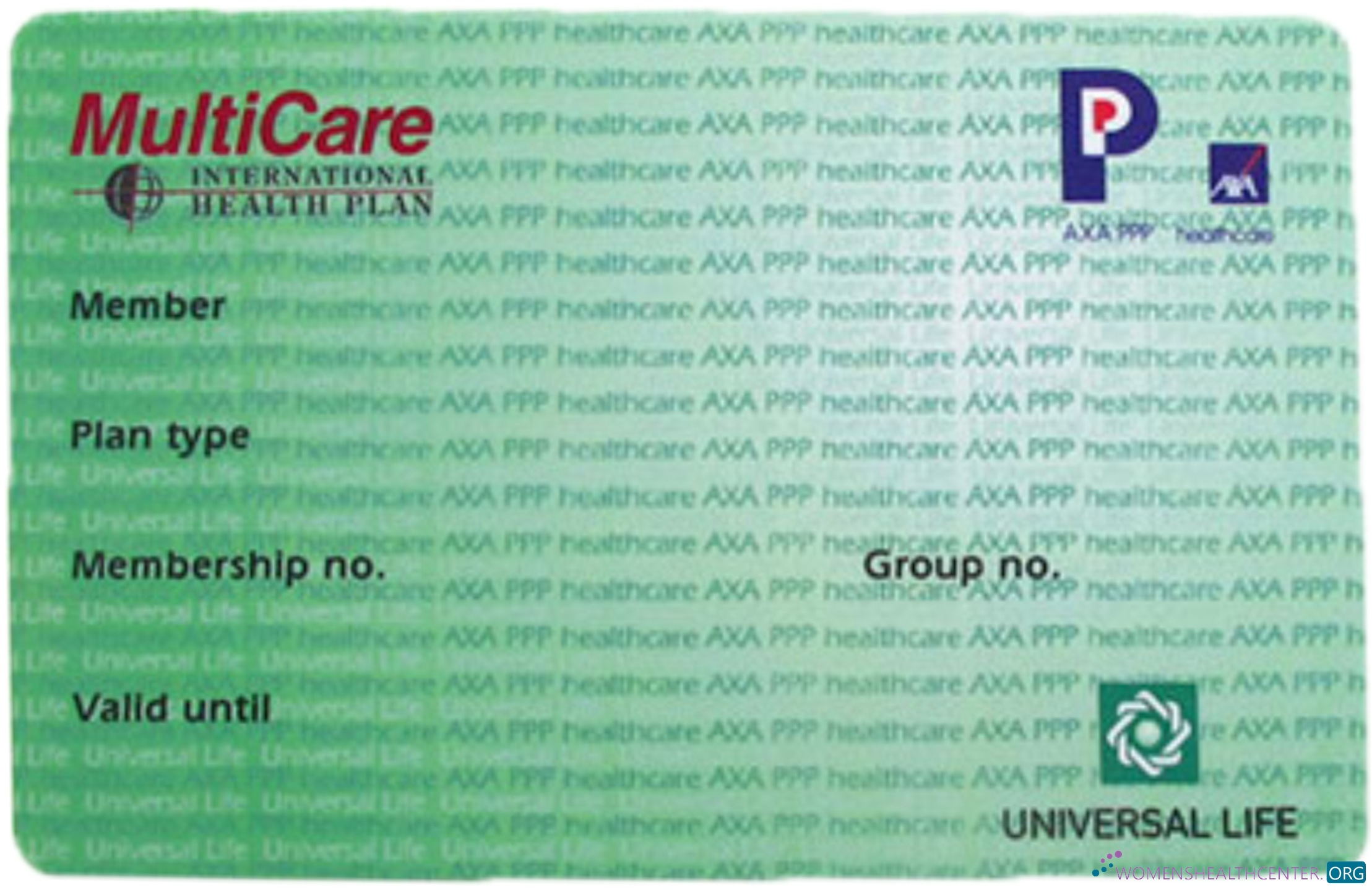 Download USA MultiCare international health plan card Photoshop template